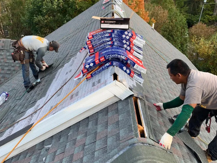 Storm damage roof before